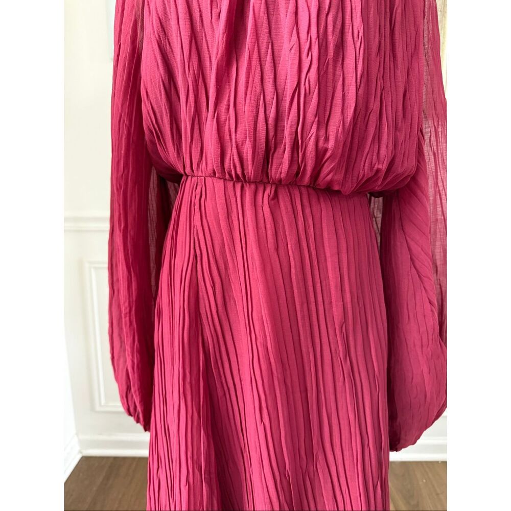 NWOT ASOS Design High Neck Crinkle Maxi Dress Blouson Sleeve 12 - Picture 3 of 9